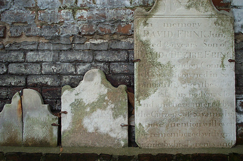 Gravestones displayed along the west wall (they were displaced by the Union encampment during the Civil War.)