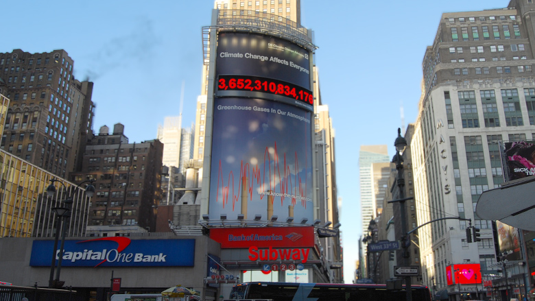 The final Carbon Counter billboard replaced the teaser billboard, featuring a specially constructed Carbon Counter tallying the amount of emissions released into the atmosphere.