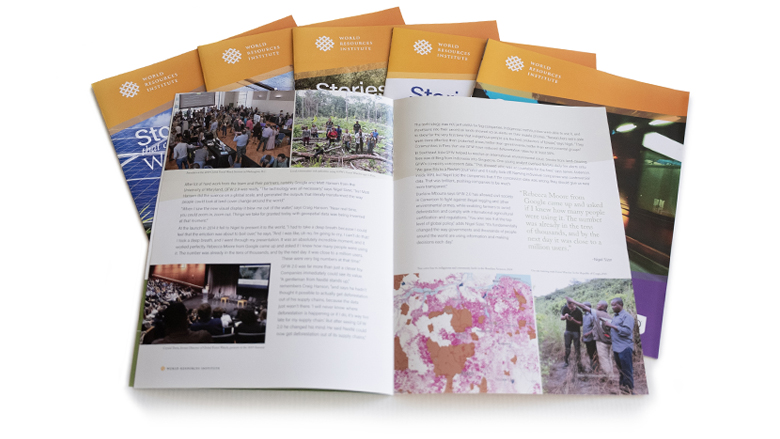 A spread of Stories That Changed the World brochures.